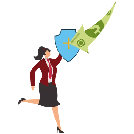 Une femme d'affaires offre une protection contre la crise  Illustration