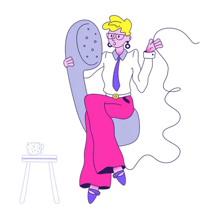Femme d'affaires parlant au téléphone  Illustration