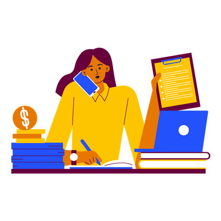 Femme d'affaires parlant sur appel  Illustration