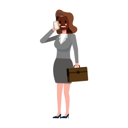 Femme d'affaires parlant sur smartphone  Illustration