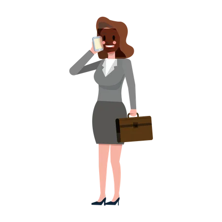 Femme d'affaires parlant sur smartphone  Illustration