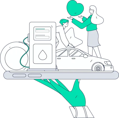 Femme d'affaires payant des factures de carburant  Illustration