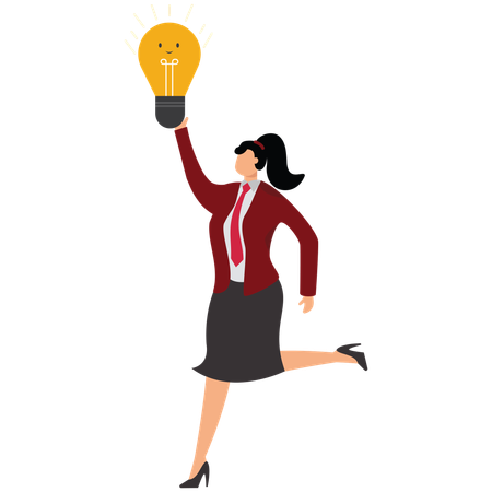 Une femme d'affaires pense à une bonne attitude envers la réussite au travail  Illustration