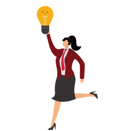 Une femme d'affaires pense à une bonne attitude envers la réussite au travail  Illustration