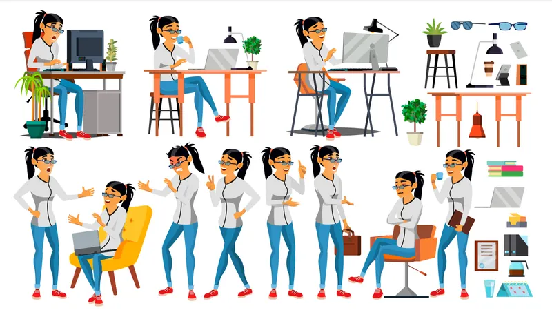 Caractère de femme d'affaires  Illustration