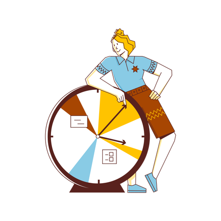 Femme d'affaires planifiant le temps selon l'horloge  Illustration