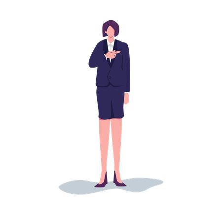 Femme d'affaires pointant avec l'index  Illustration