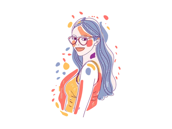 Femme d'affaires portant des lunettes  Illustration