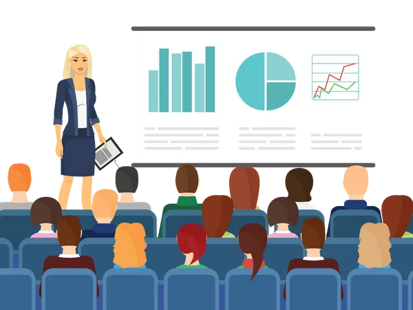 Femme d'affaires présentant un tableau d'analyse  Illustration