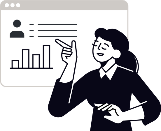 Femme d'affaires présentant des données commerciales  Illustration