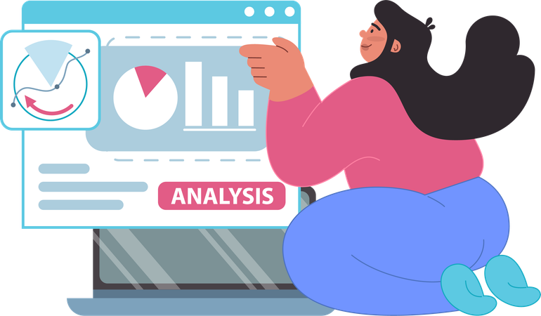 Femme d'affaires présente une analyse commerciale  Illustration