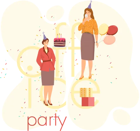 Femme d'affaires appréciant la fête de bureau  Illustration