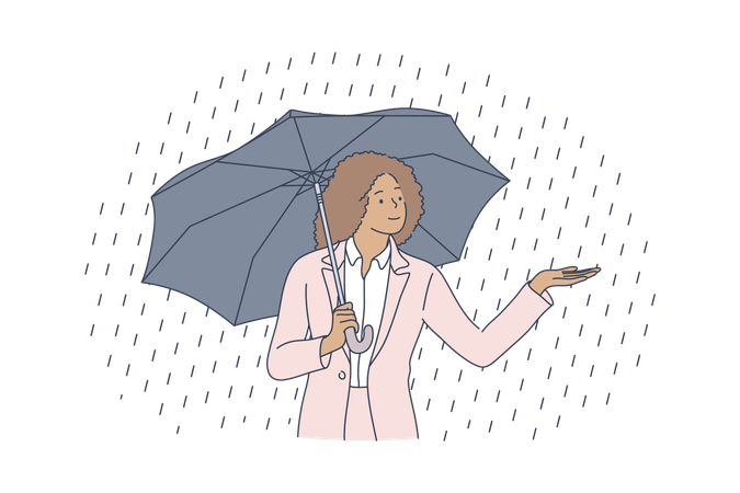 La femme d'affaires profite de la saison des pluies  Illustration