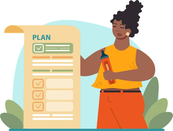 Femme d'affaires faisant des plans d'affaires  Illustration