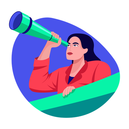 Femme d'affaires regardant la vision  Illustration