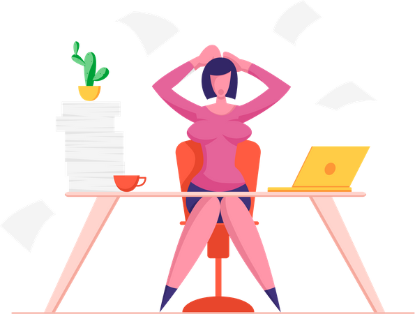 Femme d'affaires stressée au bureau  Illustration