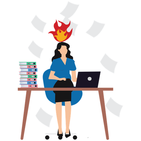 Une femme d'affaires stressée au travail  Illustration