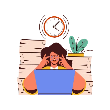 Femme d'affaires stressée au travail  Illustration