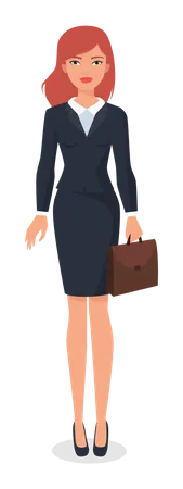 Femme affaires, tenue, sac bureau  Illustration
