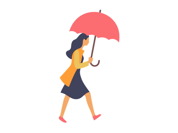 Femme affaires, tenue, parapluie  Illustration