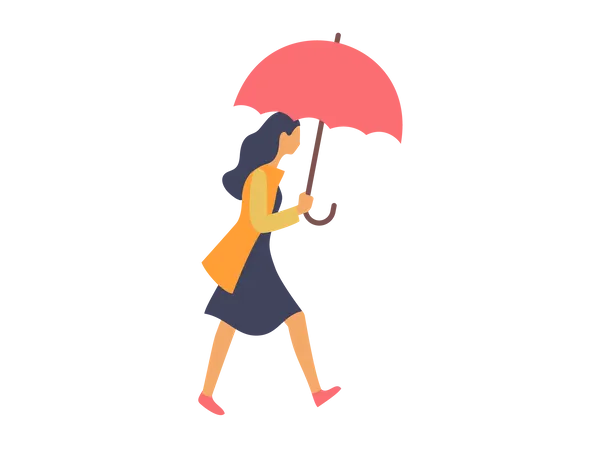 Femme affaires, tenue, parapluie  Illustration