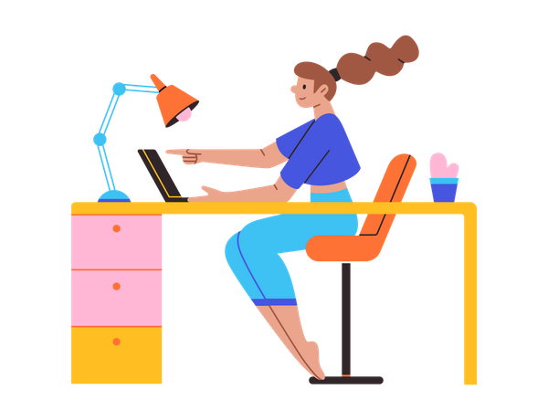 Femme d'affaires travaillant au bureau  Illustration