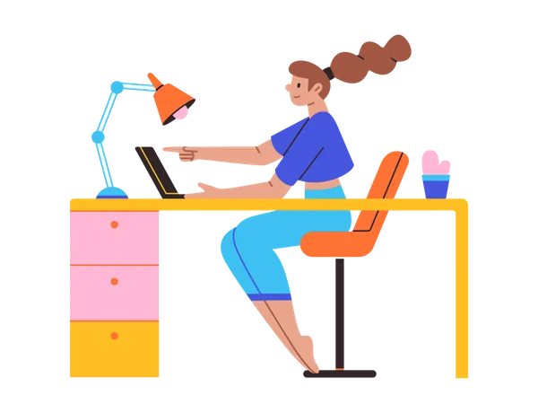 Femme d'affaires travaillant au bureau  Illustration