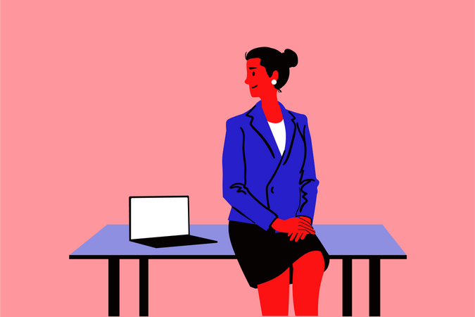 Femme d'affaires travaillant au bureau  Illustration