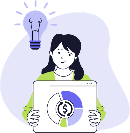 Femme d'affaires travaillant avec un tableau financier  Illustration