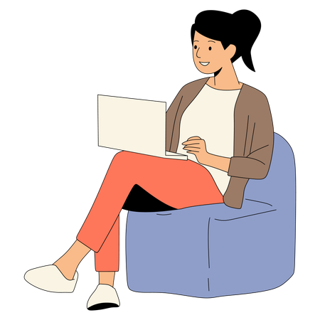 Femme d'affaires travaillant en ligne  Illustration