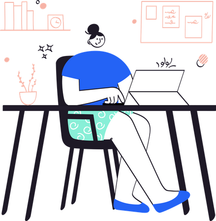 Femme d'affaires travaillant sur un ordinateur portable  Illustration