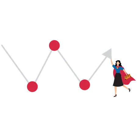 Femme d'affaires travaillant sur une balance commerciale  Illustration