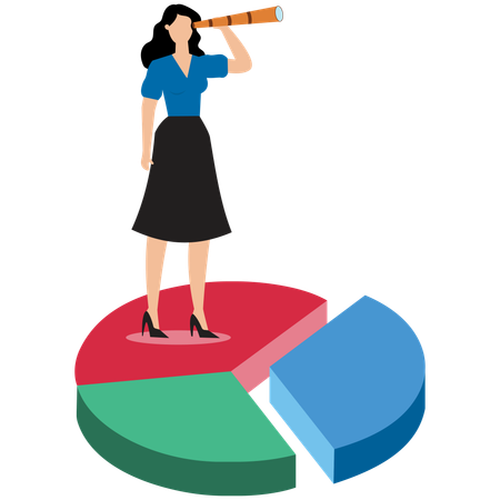 Femme d'affaires travaillant sur la stratégie marketing  Illustration