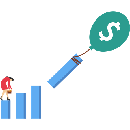 Femme d'affaires triste à cause de l'inflation  Illustration