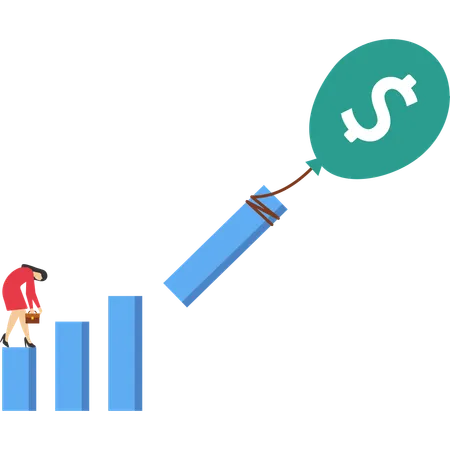 Femme d'affaires triste à cause de l'inflation  Illustration