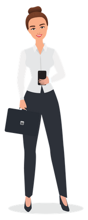 Femme d'affaires utilisant un téléphone  Illustration