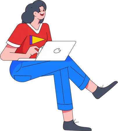 Femme affaires, utilisation, ordinateur portable  Illustration