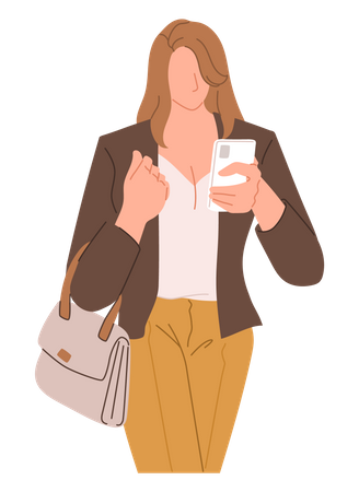Femme affaires, utilisation, smartphone  Illustration