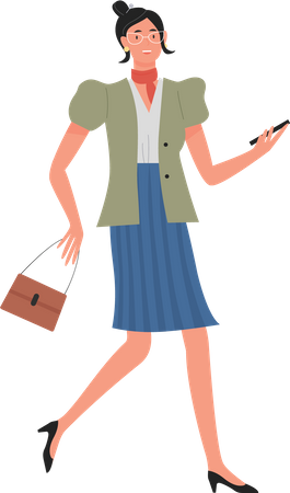 Femme affaires, utilisation, smartphone  Illustration