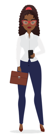 Femme d'affaires utilisant un téléphone  Illustration