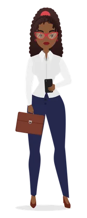 Femme d'affaires utilisant un téléphone  Illustration