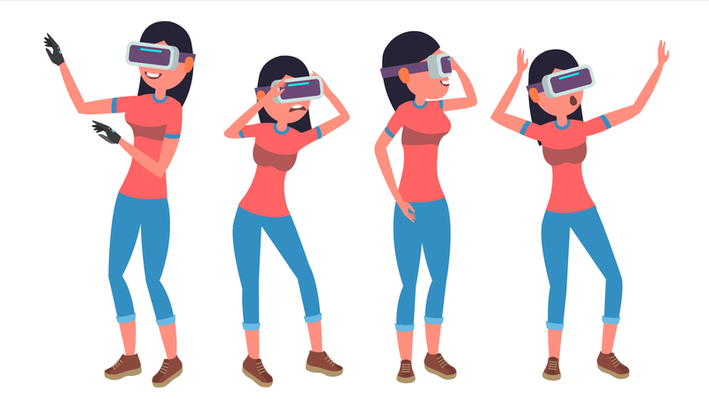 Femme à lunettes de réalité virtuelle  Illustration