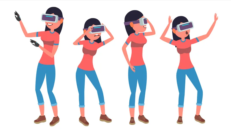 Femme à lunettes de réalité virtuelle  Illustration