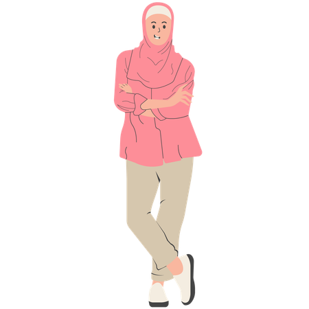 Femme en vêtements modernes et Abaya Hijab  Illustration