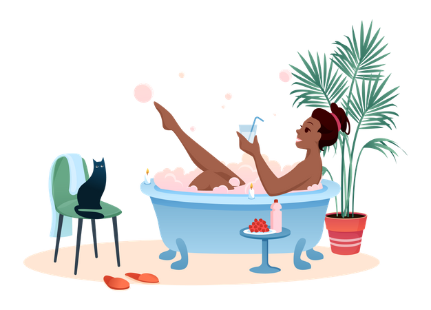 Femme dans la baignoire  Illustration