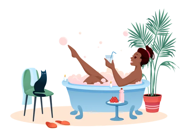 Femme dans la baignoire  Illustration