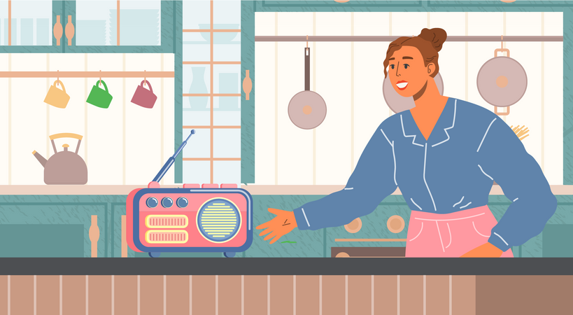 Femme dans la cuisine  Illustration
