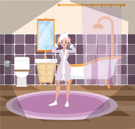 Femme dans la salle de bain  Illustration