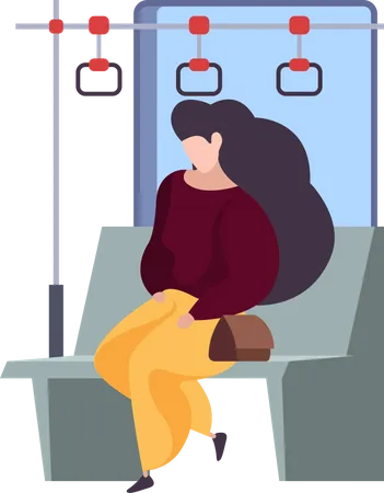 Femme dans le train  Illustration