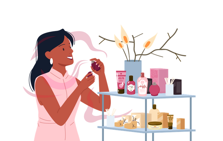 Femme dans une parfumerie  Illustration